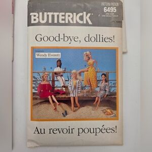 Butterick Patterns Sewing Barbie Doll Clothes Wendy Everett 6495 Goodbye Dollies